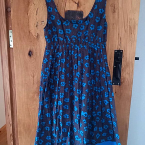 TOAST Dresses Toast Blue And Brown Cotton Dress Poshmark